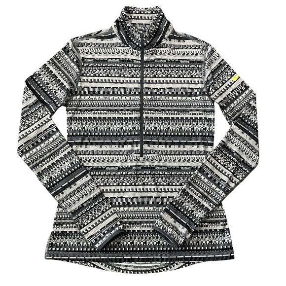 Nike Pro Hyperwarm Womens 1/2 Zip Gray Geometrical Top Size Medium - Picture 1 of 6